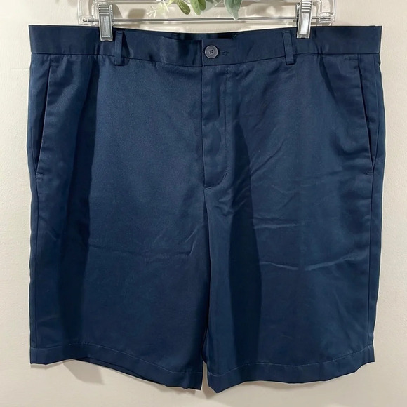 Perry Ellis Portfolio Flat Front Navy Shorts 36 - Picture 1 of 9